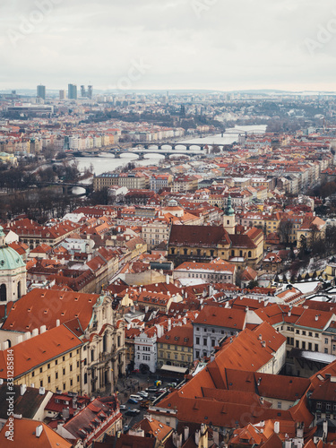Red roofs of old medieval town in Prague