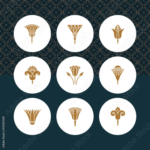Logos in the form of an Egyptian lotus flower.