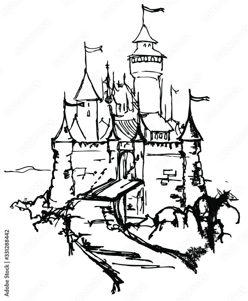 sketch of castle. Vector illustration