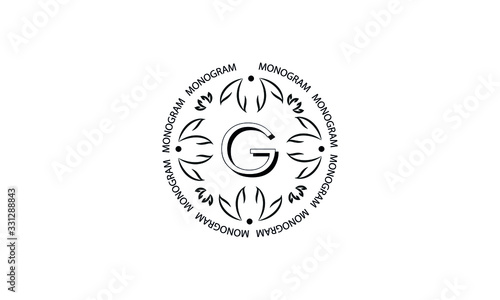 Elegant floral monogram with the letter G. Exquisite calligraphic logo for business sign, restaurant, royalty, boutique, cafe, hotel.