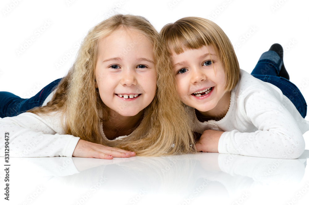 Young girls on white bacground Young girls on white bacground