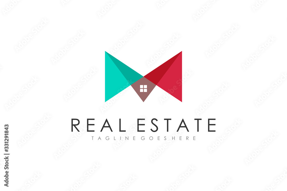 Geometric Letter M Real Estate Logo. Construction Architecture Building Logo Design Template Element