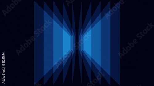 Abstract background of blue squares. Shapes rotate in the center of the screen. Blue tint. Looped screensaver footage video.4K.