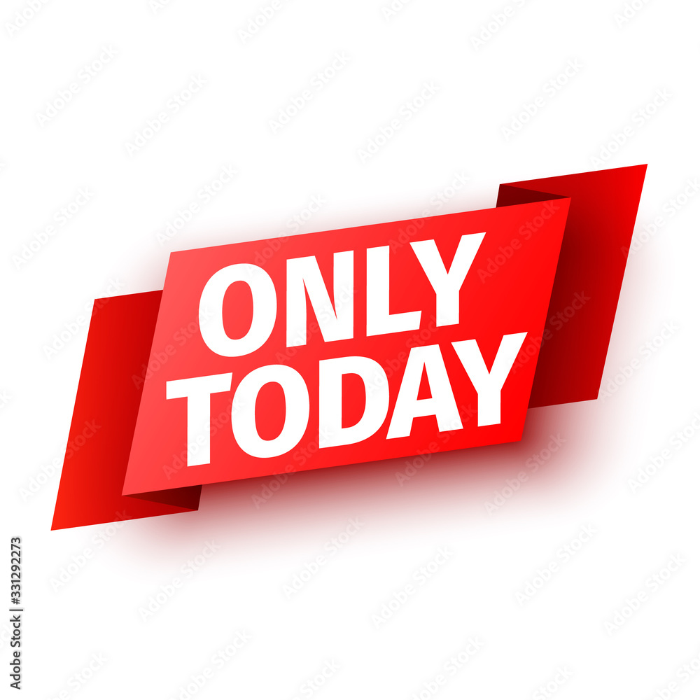 Only today paper sale banner. Red ribbon. Vector illustration. Only today paper sale banner. Red ribbon. Vector illustration.