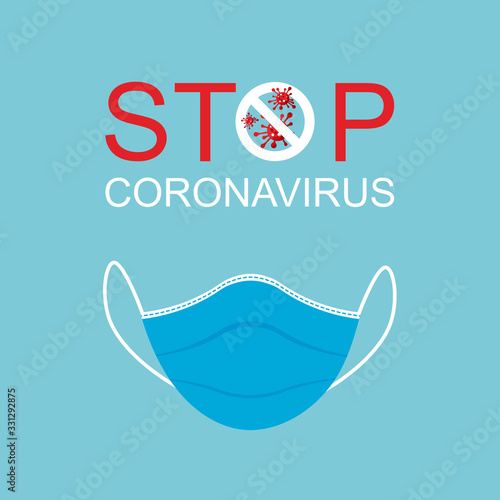 Medical mask protects against COVID-19 or stop Coronavirus concept banner. Virus wuhan from China. Dangerous virus logo vector illustration.