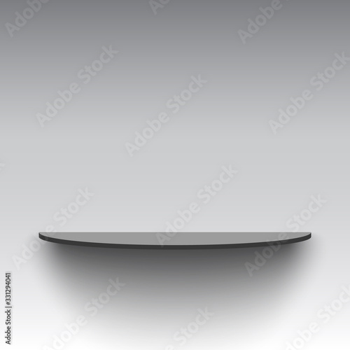 Black shelf on wall. Pedestal. Vector illustration.