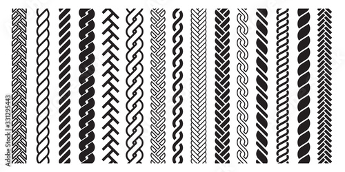 Plait and braids pattern icon, line art design