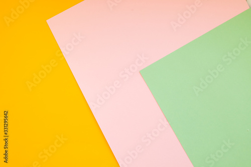 Minimal Flat design. Colorful new Paper modern background. Bright colors for fresh and modern graphics. Abstract background with linear geometric composition for social network banner. three colors