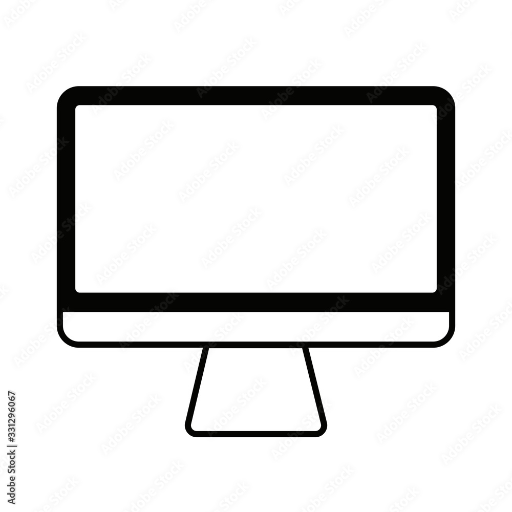 All-in-one personal computer vector illustration in black and white. All-in-one personal computer vector illustration in black and white.