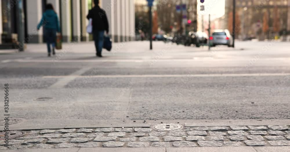 German street Frankfurt city Focused on the asphalt Rich city Europe German street Frankfurt city Focused on the asphalt Rich city Europe