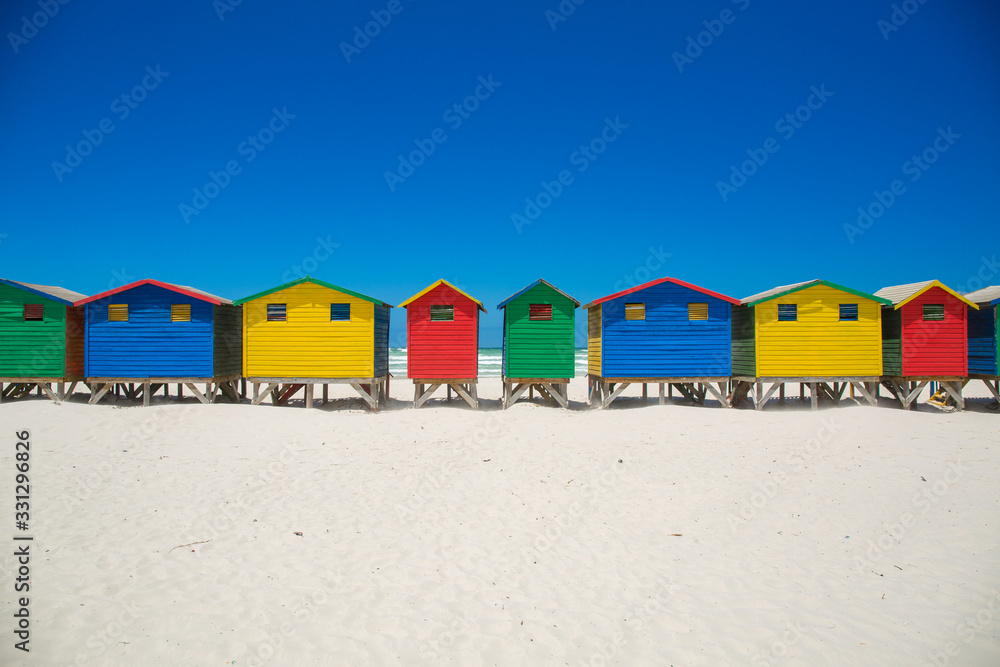 Naklejka premium Domy na plaży Muizenberg
