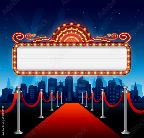 Golden casino banner theater sign copy space