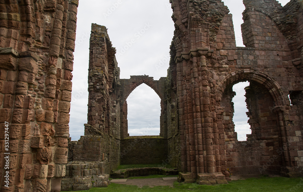 Ruins of Lindisfarne Priory on the Holy Island in Northumberland