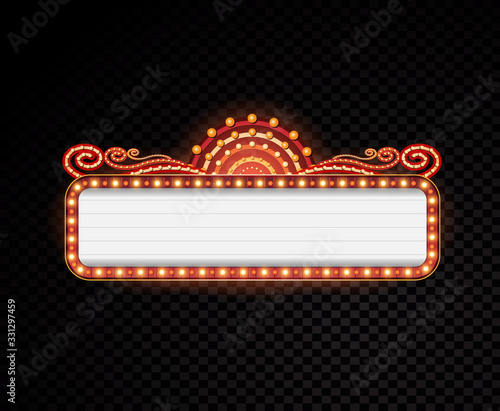 Golden casino banner theater sign copy space