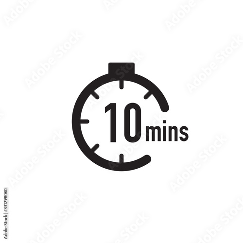 10 minutes timer, stopwatch or countdown icon. Time measure. Chronometr icon. Stock Vector illustration isolated on white background.