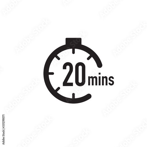 20 minutes timer, stopwatch or countdown icon. Time measure. Chronometr icon. Stock Vector illustration isolated on white background.