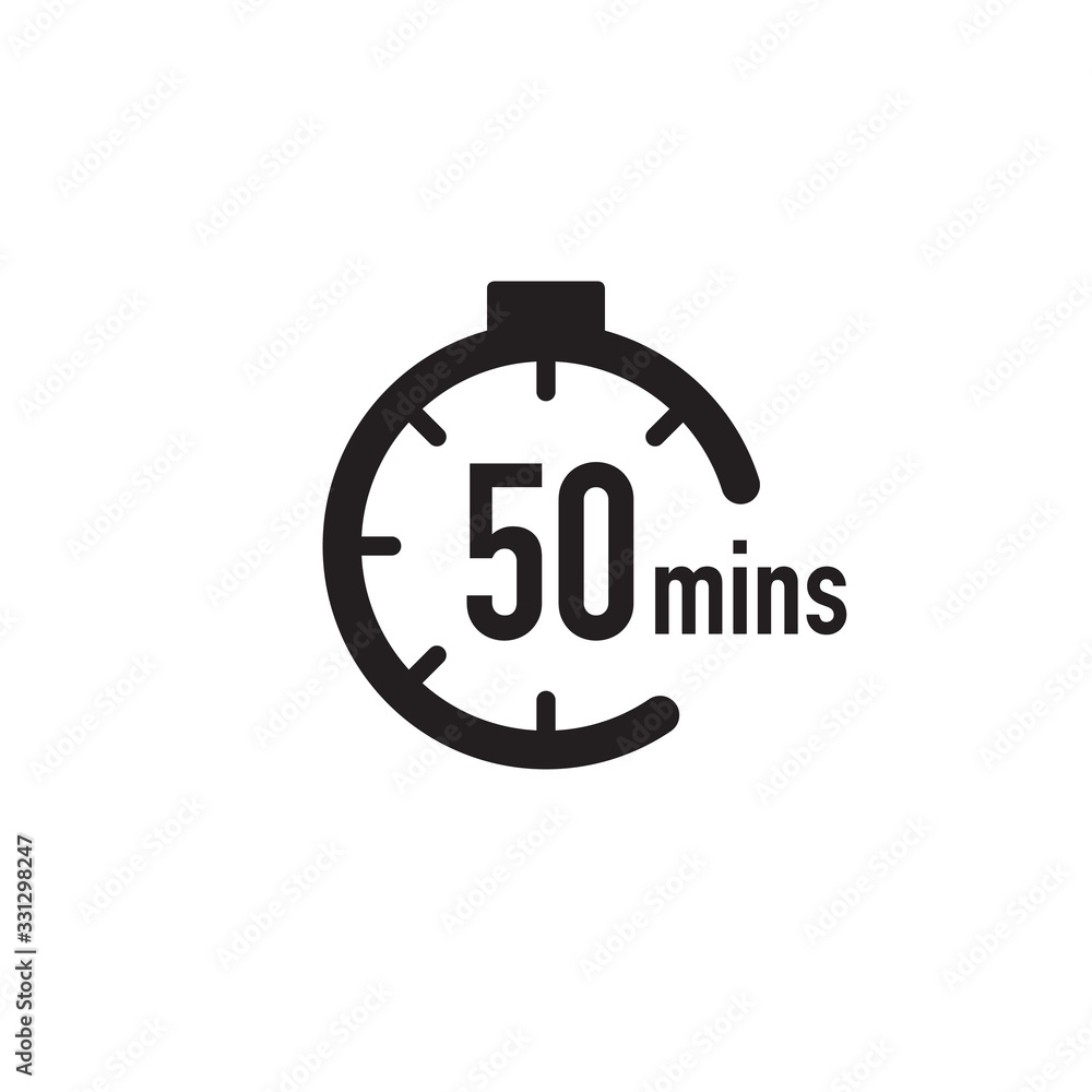50 minutes timer, stopwatch or countdown icon. Time measure. Chronometr icon. Stock Vector illustration isolated on white background. 50 minutes timer, stopwatch or countdown icon. Time measure. Chronometr icon. Stock Vector illustration isolated on white background.