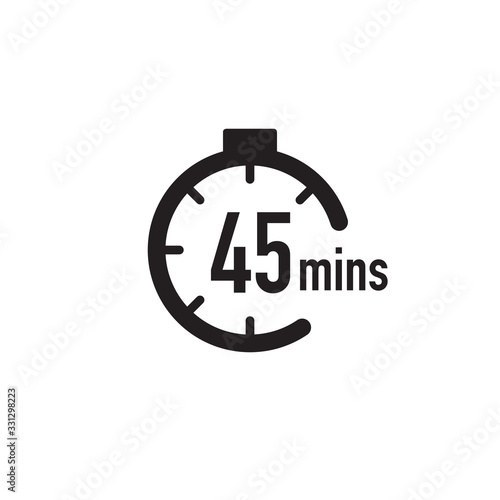 45 minutes timer, stopwatch or countdown icon. Time measure. Chronometr icon. Stock Vector illustration isolated on white background.