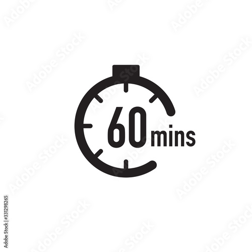 60 minutes timer, stopwatch or countdown icon. Time measure. Chronometr icon. Stock Vector illustration isolated on white background.