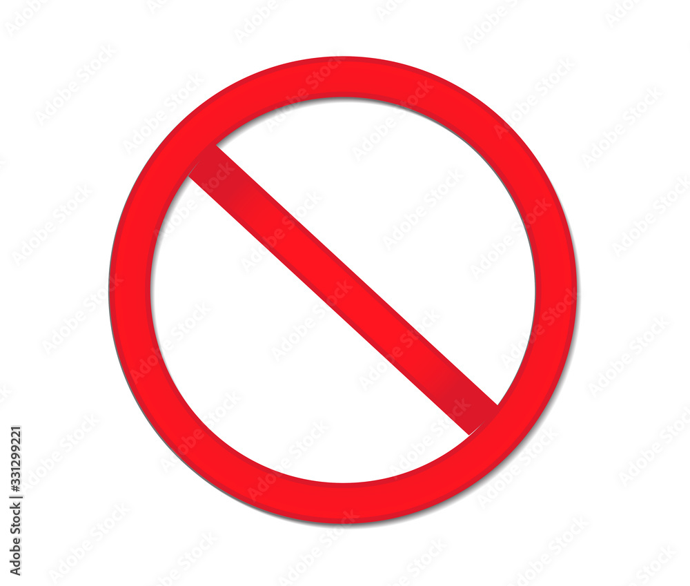 Empty blank Red prohibition sign stop. Isolated on a white background. Vector illustration