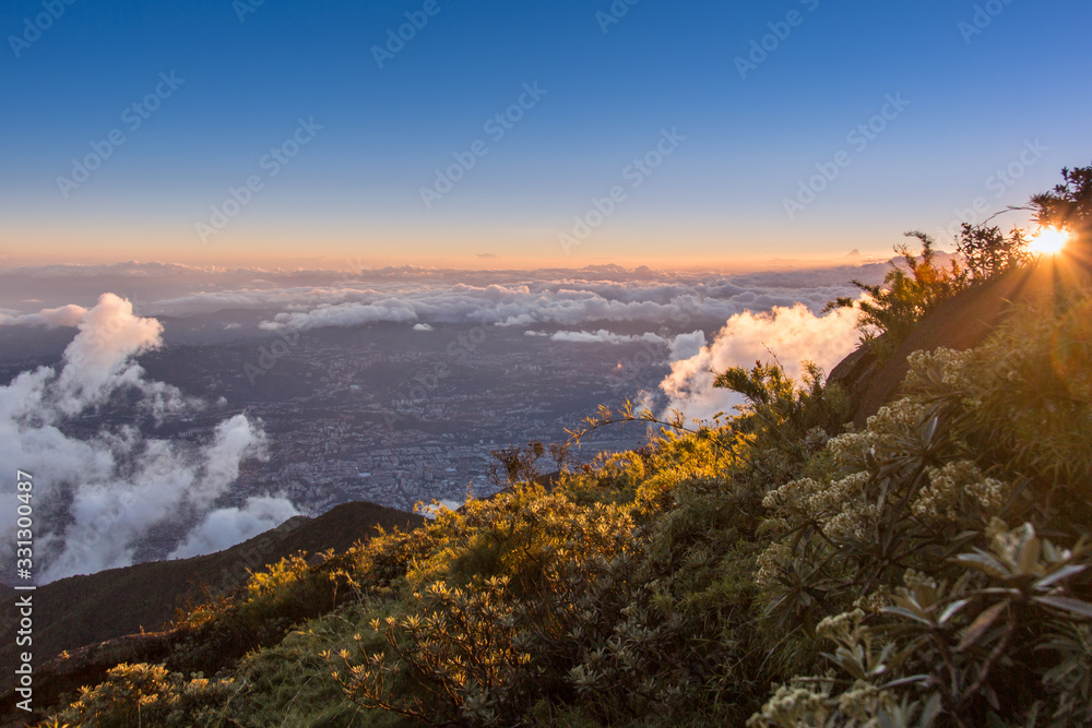 Sunrise over Caracas seen from Pico Naiguata El Avila National Park