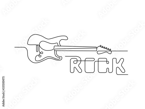 Continuous line drawing of electric guitar