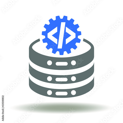 Server gear programming code icon vector. SDN Software Defined Networking Logo. Database Software Web Hosting Illustration.
