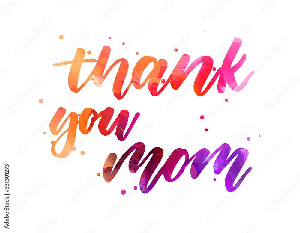 Thank you mom watercolor lettering