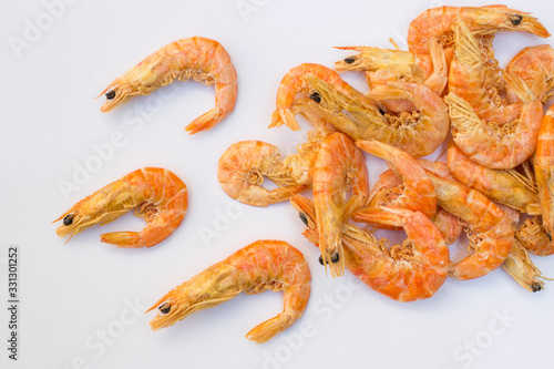 Dry shrimp with white backgraound, Lenten food