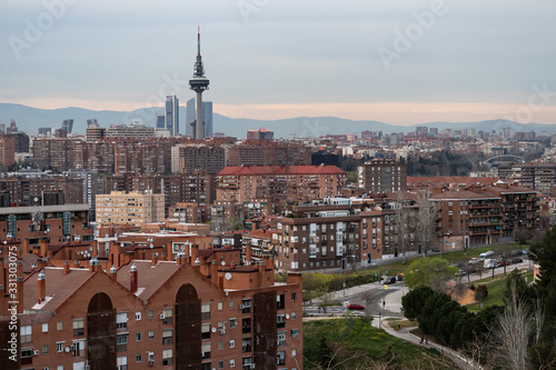 Cityscape of Madrid from Cerro del Tio Pio. Madrid, Spain photo