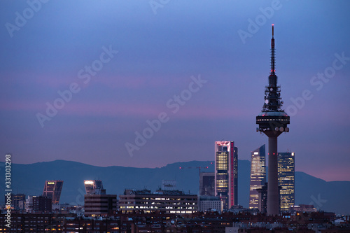 Cityscape of Madrid from Cerro del Tio Pio. Madrid, Spain photo