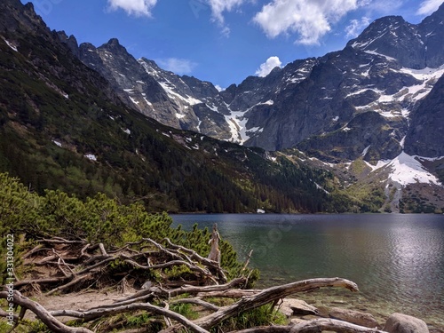 Image of Rysy Mountain and Morskie Oko lake in May