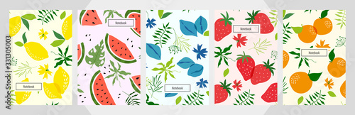 Modern template fruit  vector notebook background.