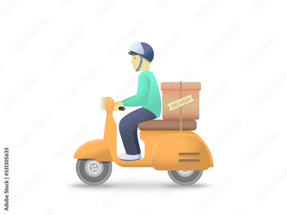 delivery bike man. Vector illustration