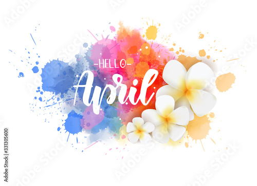 Hello April - floral spring concept background