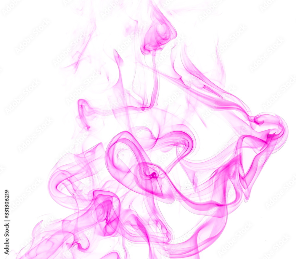 Fototapeta premium Fioletowy dym na białym tle