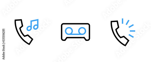 Set of Call icons. Editable line vector.
