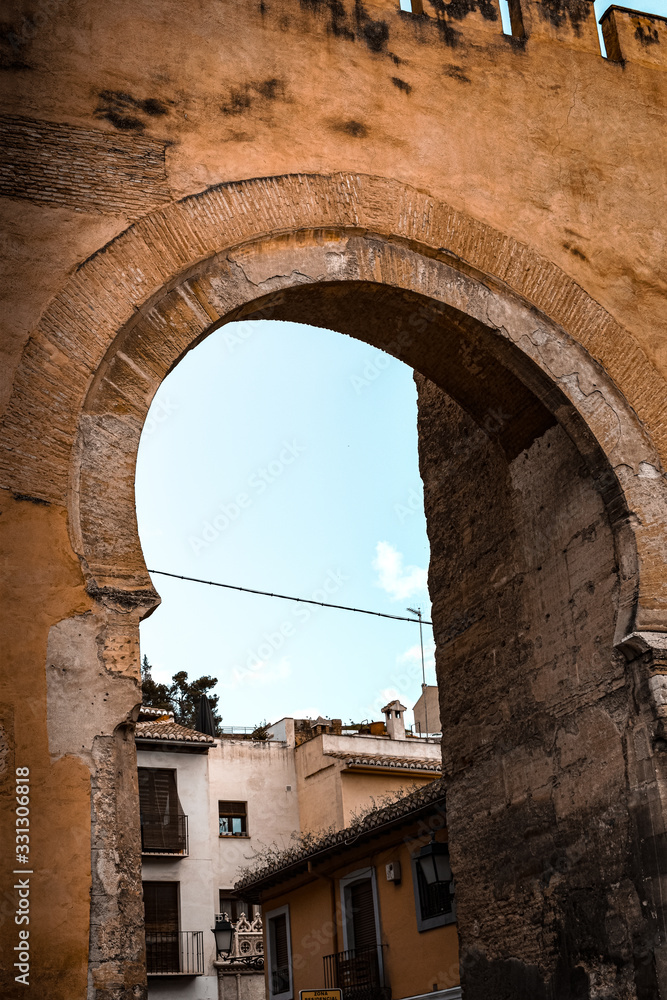 IX Century Arabic City Gate of Elvira in Granada, Spain
