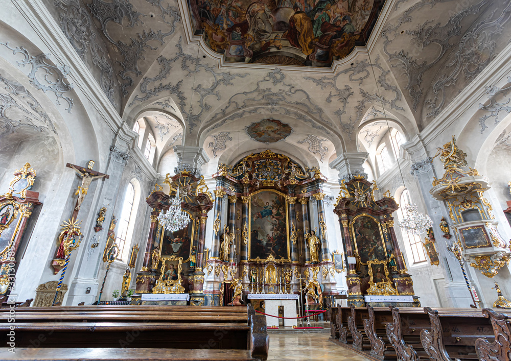 Inside the Pfarrkirche Berching in the town of Berching in southern Germany