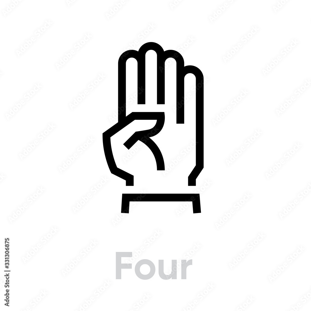 Four hand gesture icon. Editable line vector. Four hand gesture icon. Editable line vector.
