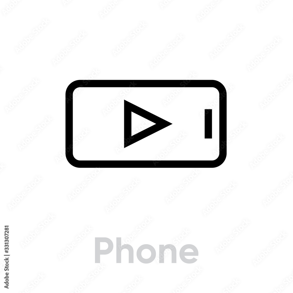 Phone video tv icon. Editable line vector. Phone video tv icon. Editable line vector.