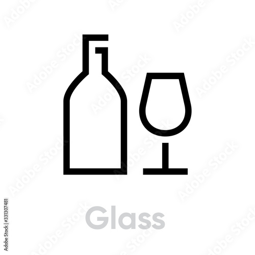 Glass recycling icon. Editable line vector.