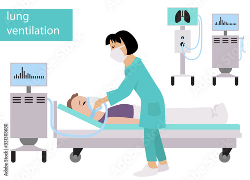 Lung ventilation. Quarantine, stop coronavirus epidemic design concept