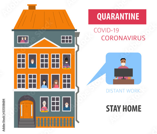 Fototapeta Naklejka Na Ścianę i Meble -  Quarantine, stop coronavirus epidemic design concept