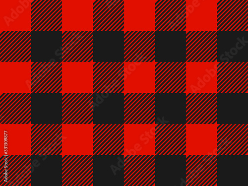 Red and Black Lumberjack plaid seamless pattern. Simple vintage textile design. Seamless vector pattern. Scottish cage. Tartan plaid seamless abstract checkered pattern background