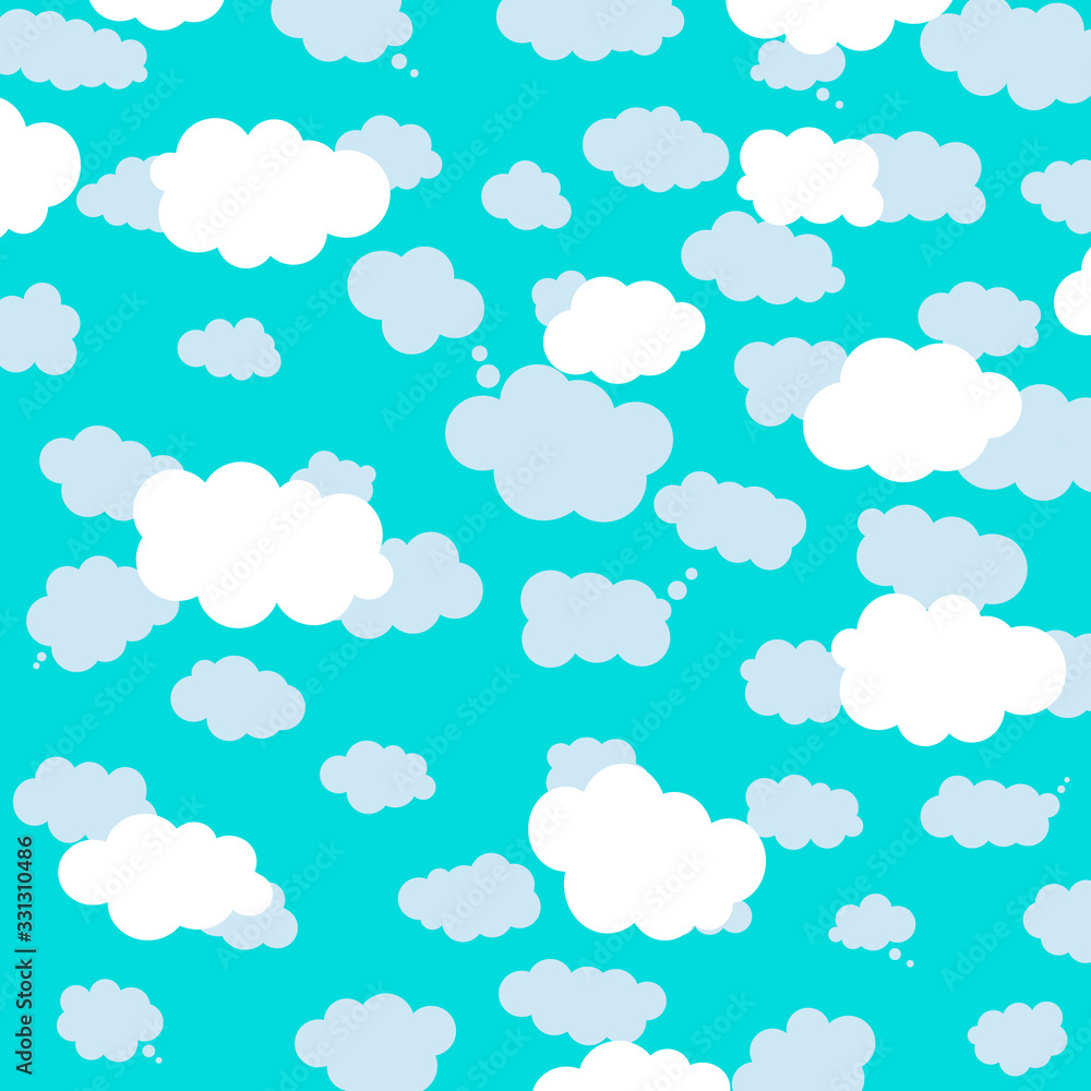 Clouds on blue background. Floating clouds. Vector illustration