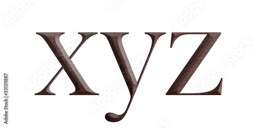 The font english alphabet of brown leather. Lettes 