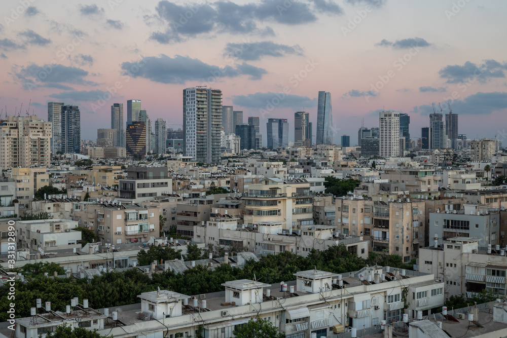Tel Aviv, Israel Cityscape at Dusk