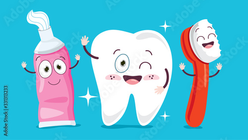 Brushing Teeth Concept With Cartoon Character