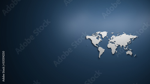 World map on blue background with textspace photo